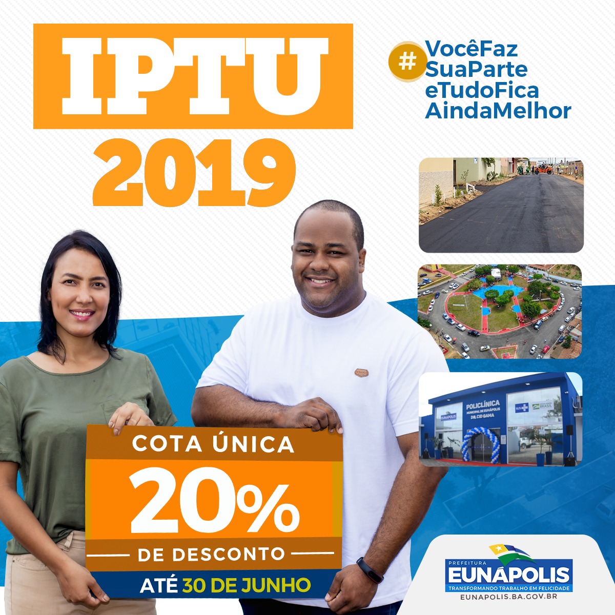 IPTU pode ser pago com 20% desconto até 30 de junho em Eunápolis