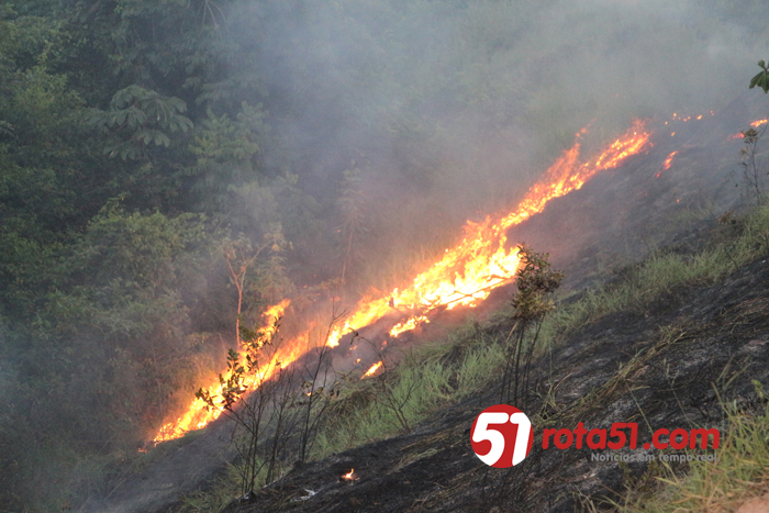 Incêndio em pasto quase atinge residências no Recanto das Árvores.