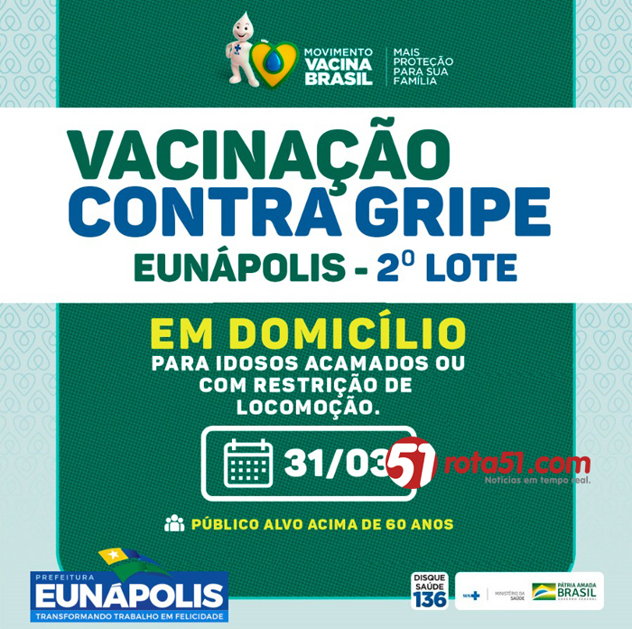 2º lote: Eunápolis vacina idosos contra influenza em domicílio