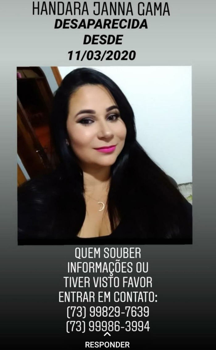 Esta é Handara Jana Gama, está desaparecida desde 11/03