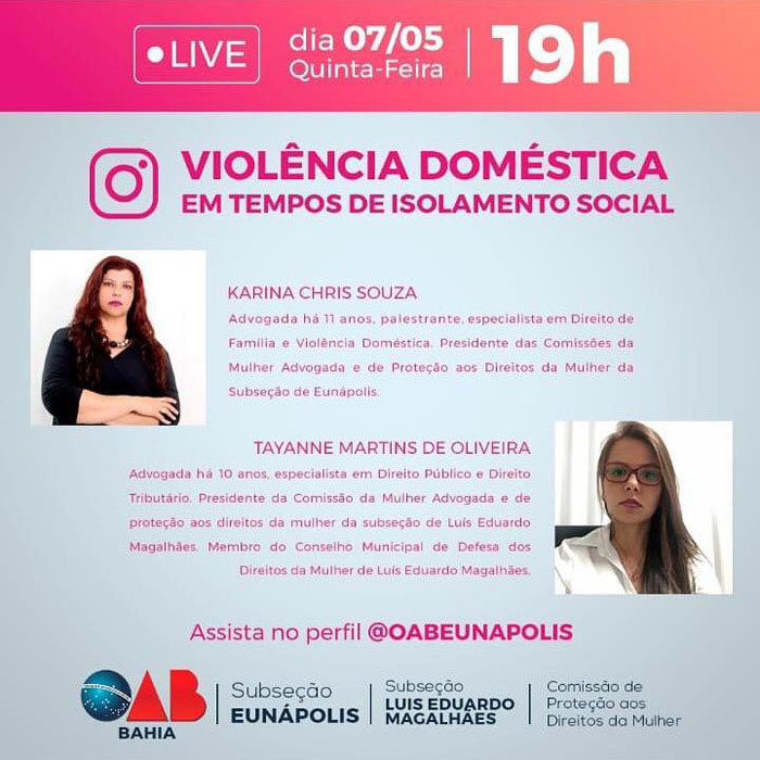 OAB faz “LIVE”, sobre os direitos da mulher.