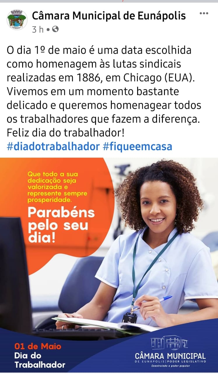Câmara Municipal faz homenagem ao Dia do Trabalhador.