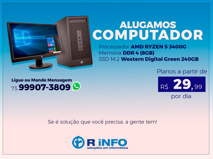 Se voce precisa de comprar ou alugar um computador, a R INFO tem.