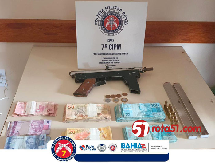 POLÍCIA MILITAR IMPEDE SEQUESTRO, RECUPERA VEÍCULO E APREENDE SUBMETRALHADORA.