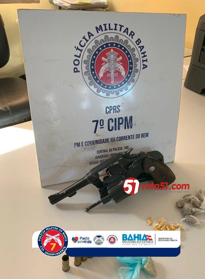 Homem resiste a prisão e, polícia militar apreende arma e drogas