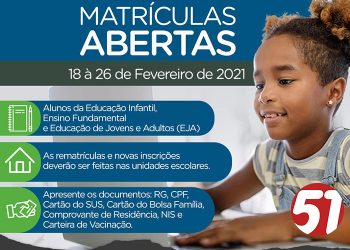 Matrículas das escolas municipais de Guaratinga começam nesta quinta-feira (18) para o ano letivo 2020/2021