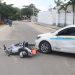 Acidente deixa motorista e motoqueiro sem assistência policial.