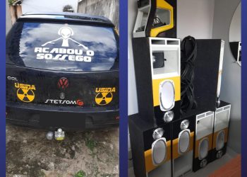 7ª CIPM APREENDE VEÍCULO E PAREDÃO DE SOM POR DESCUMPRIMENTO A DECRETO ESTADUAL.