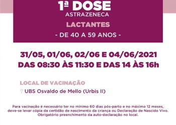 VACINA DOS 40 AOS 59 ANOS PARA LACTANTES.