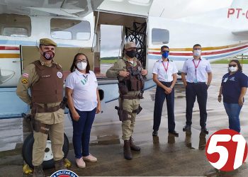 Policiais da 7ª CIPM escolta lote de vacinas de Porto Seguro a Eunápolis.