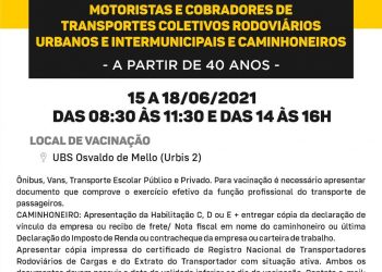 Vacinação para motoristas, cobradores e caminhoneiros