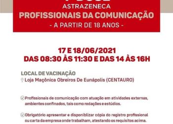 Profissionais da imprensa serão vacinados em Eunápolis contra a Covid