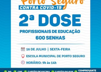 ATENÇÃO PROFISSIONAIS DE EDUCAÇÃO SEXTA É DIA DE VACINAÇÃO CONTRA A COVID-19     SEGUNDA DOSE
