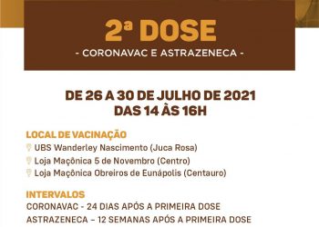 VACINAÇÃO COVID-19: 2ª DOSE ASTRAZENECA E CORONAVAC