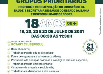 VACINAÇÃO COVID-19: 1ª DOSE PARA GRUPOS PRIORITÁRIOS