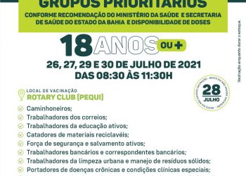 VACINAÇÃO COVID-19: 1ª DOSE PARA GRUPOS PRIORITÁRIOS