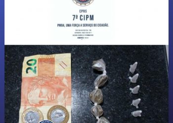 PM detém homem com muita droga.