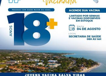 Prefeitura de Cabrália vacina pessoas com 18 anos.