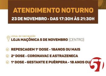 Eunápolis tem horário de vacinação contra a Covid-19 estendido para período noturno nesta terça-feira