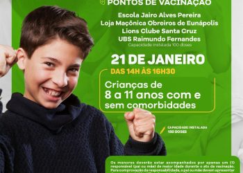 Prefeitura de Eunápolis amplia vacinação infantil para crianças de 8 a 11 anos