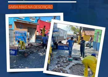 Rua São Pedro recebe manutenção do calçamento