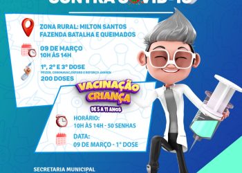 PREPARA O BRAÇO 💪🏽 NA ZONA RURAL TEM 1ª, 2ª E 3ª DOSE DA VACINA CONTRA A COVID-19 E PARA A CRIANÇADA DE 5 A 11 ANOS TAMBÉM!