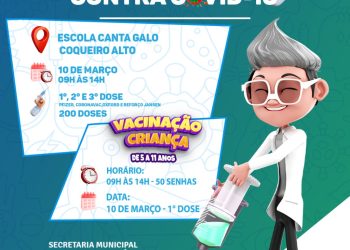 PREPARA O BRAÇO 💪🏽 EM COQUEIRO ALTO TEM 1ª, 2ª E 3ª DOSE DA VACINA CONTRA A COVID-19 E PARA A CRIANÇADA DE 5 A 11 ANOS TAMBÉM!