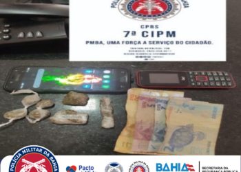 POLICIAIS DA 7ª CIPM PRENDEM HOMEM POR TRÁFICO DE ENTORPECENTES EM EUNÁPOLIS