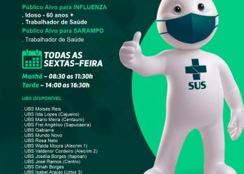 Secretaria de Saúde lança Campanha de Vacinação Contra Gripe e Sarampo nesta sexta