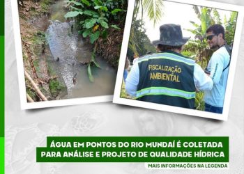 Água em pontos do Rio Mundaí é coletada para análise e projeto de qualidade hídrica