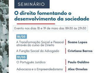 OAB promove evento especial desta 4ª feira até o dia 20/05, vejam a programação.