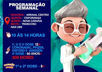 CONFIRA A NOSSA PROGRAMAÇÃO SEMANAL DE VACINAÇÃO CONTRA A COVID-19