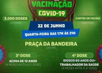 Prefeitura realiza “Arraiá da Vacinação Contra a Covid-19” na Praça da Bandeira nesta quarta