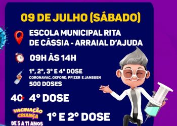 PREPARA O BRAÇO 💪🏽 EM ARRAIAL TEM A 1ª, 2ª, 3ª, 4ª DOSE (40 +) E VACINAÇÃO PARA CRIANÇAS DE 5 A 11 ANOS