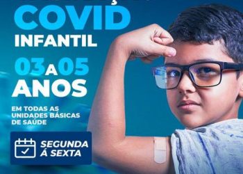 Prefeitura de Cabrália vacina crianças de 3 a 5 anos.