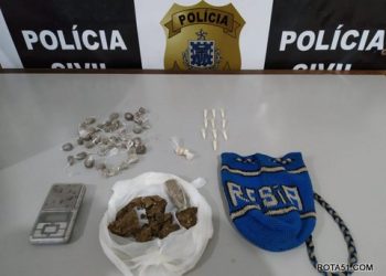 Polícia civil prende em flagrante traficante de drogas.