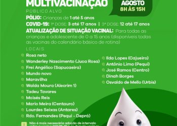 Saúde promove dia de intensificação de vacinas contra pólio, Covid e multivacinação neste sábado