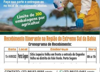 GRANDE AÇÃO DE RECEBIMENTO ITINERANTE DE EMBALAGENS DE AGROTÓXICOS EM PORTO SEGURO