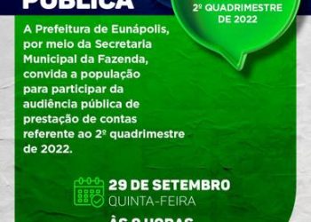 Prefeitura presta contas relativas ao segundo quadrimestre em audiência pública nesta quinta