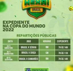 Prefeita assina decreto que flexibiliza expediente em dias de jogos do Brasil na Copa do Mundo