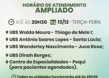Prefeitura de Eunápolis realiza atendimento noturno de cinco UBSs nesta terça-feira