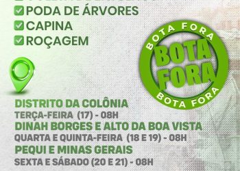 Prefeitura de Eunápolis divulga programação semanal do mutirão de limpeza “Bota Fora”