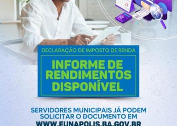IR 2023: Prefeitura de Eunápolis disponibiliza em site informe de rendimentos para servidores municipais
