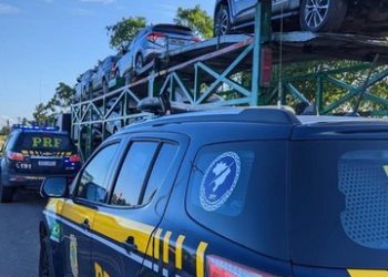Polícia Rodoviária Federal prende carro roubado até em caminhão cegonha.