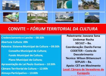 Vai acontecer em Eunápolis, o Fórum Territorial da Cultura