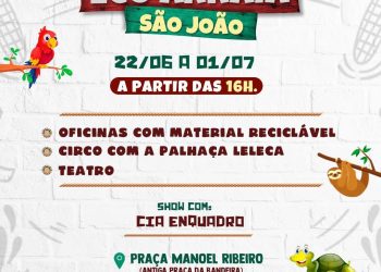 COMUNIDADE É CONVIDADA PARA O ECO ARRAIÁ SÃO JOÃO NA PRAÇA MANOEL RIBEIRO