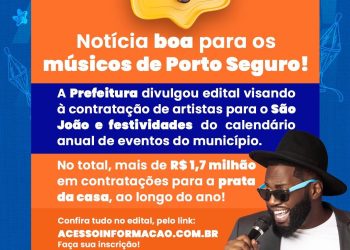 Prefeitura de Porto Seguro lança edital para credenciamento de artistas