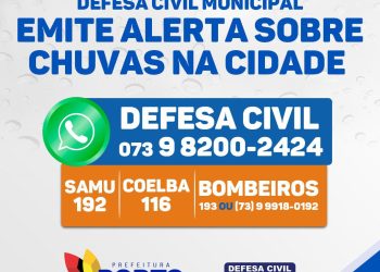 Defesa Civil Municipal emite alerta sobre chuvas na cidade