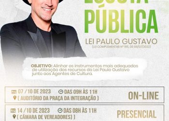 Prefeitura de Eunápolis convida profissionais da cultura para escuta pública sobre a Lei Paulo Gustavo
