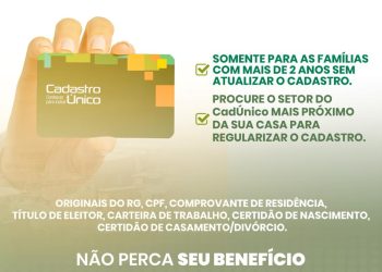Beneficiários do CadÚnico com cadastro desatualizado devem realizar atualização até dia 30 de novembro